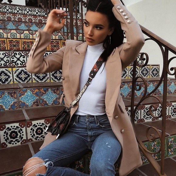 Lulus Jackets & Blazers - Lulus Tan / Camel / Nude Captains Gold Button Coat